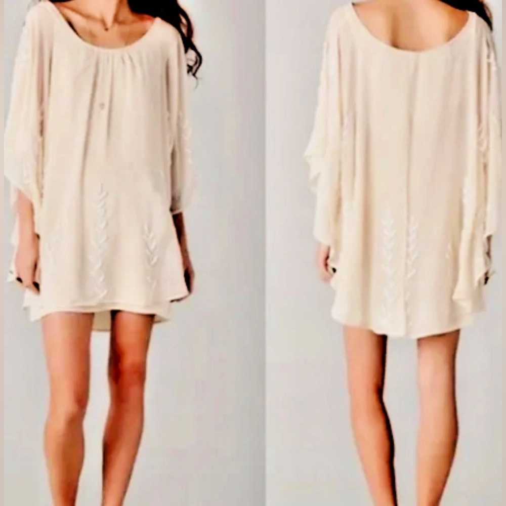 Free People Beaded Butterfly Chiffon Mini Dress Size S